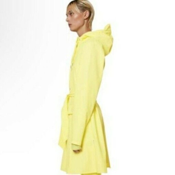 RAINS Curve W Hooded Jacket Straw Yellow Waterproof Large L Rain - Picture 4 of 10